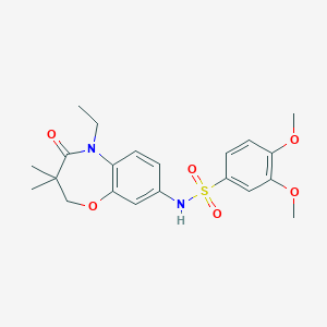 molecular formula C21H26N2O6S B2476583 N-(5-ethyl-3,3-dimethyl-4-oxo-2,3,4,5-tetrahydrobenzo[b][1,4]oxazepin-8-yl)-3,4-dimethoxybenzenesulfonamide CAS No. 922041-58-5