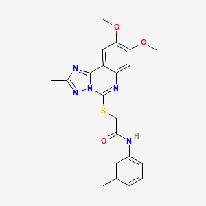 molecular formula C21H21N5O3S B2476589 2-((8,9-dimethoxy-2-methyl-[1,2,4]triazolo[1,5-c]quinazolin-5-yl)thio)-N-(m-tolyl)acetamide CAS No. 901755-82-6