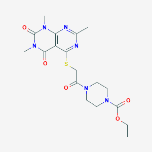 Ethyl 4-(2-((2,6,8-trimethyl-5,7-dioxo-5,6,7,8-tetrahydropyrimido[4,5-d]pyrimidin-4-yl)thio)acetyl)piperazine-1-carboxylate