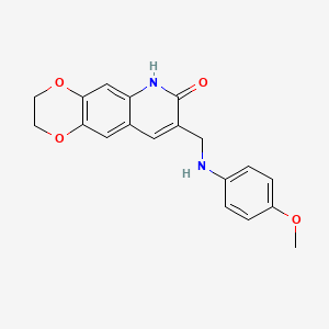 molecular formula C19H18N2O4 B2476604 8-{[(4-methoxyphenyl)amino]methyl}-2,3-dihydro[1,4]dioxino[2,3-g]quinolin-7(6H)-one CAS No. 1554255-23-0