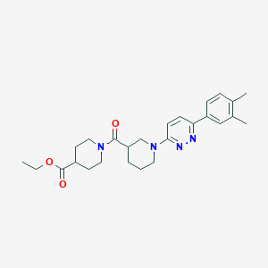 molecular formula C26H34N4O3 B2476608 Ethyl 1-(1-(6-(3,4-dimethylphenyl)pyridazin-3-yl)piperidine-3-carbonyl)piperidine-4-carboxylate CAS No. 1251594-70-3