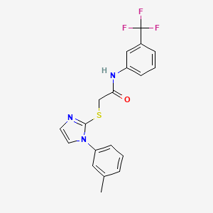 2-[1-(3-methylphenyl)imidazol-2-yl]sulfanyl-N-[3-(trifluoromethyl)phenyl]acetamide