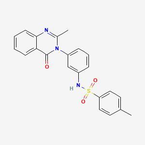 molecular formula C22H19N3O3S B2476619 4-甲基-N-[3-(2-甲基-4-氧代喹唑啉-3-基)苯基]苯磺酰胺 CAS No. 898428-85-8