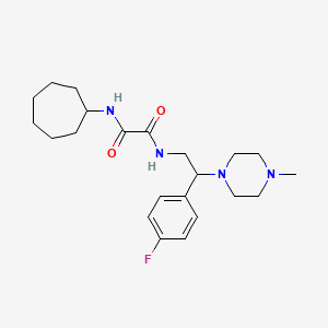 molecular formula C22H33FN4O2 B2476622 N1-cycloheptyl-N2-(2-(4-fluorophenyl)-2-(4-methylpiperazin-1-yl)ethyl)oxalamide CAS No. 903306-18-3