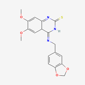 molecular formula C18H17N3O4S B2476626 4-(1,3-benzodioxol-5-ylmethylimino)-6,7-dimethoxy-4aH-quinazoline-2-thione CAS No. 901868-44-8