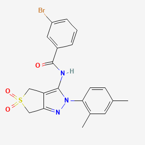 molecular formula C20H18BrN3O3S B2476627 3-bromo-N-(2-(2,4-dimethylphenyl)-5,5-dioxido-4,6-dihydro-2H-thieno[3,4-c]pyrazol-3-yl)benzamide CAS No. 450339-49-8