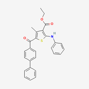 molecular formula C27H23NO3S B2476630 Ethyl 2-anilino-4-methyl-5-(4-phenylbenzoyl)thiophene-3-carboxylate CAS No. 315679-00-6