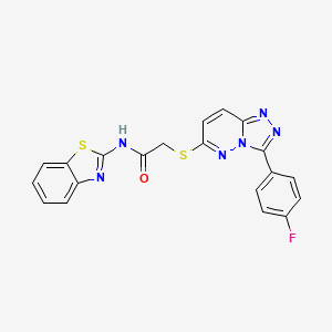 molecular formula C20H13FN6OS2 B2476643 N-(benzo[d]thiazol-2-yl)-2-((3-(4-fluorophenyl)-[1,2,4]triazolo[4,3-b]pyridazin-6-yl)thio)acetamide CAS No. 721964-46-1
