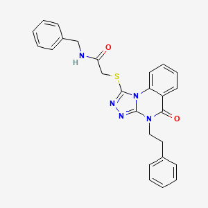 molecular formula C26H23N5O2S B2476648 N-Benzyl-2-((5-Oxo-4-phenethyl-4,5-dihydro-[1,2,4]triazolo[4,3-a]chinazolin-1-yl)thio)acetamid CAS No. 1111020-59-7