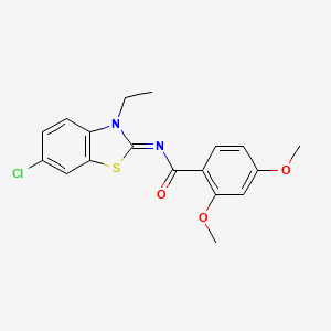 molecular formula C18H17ClN2O3S B2476649 (E)-N-(6-chloro-3-ethylbenzo[d]thiazol-2(3H)-ylidene)-2,4-dimethoxybenzamide CAS No. 865544-07-6