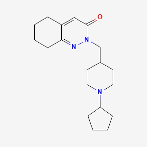 molecular formula C19H29N3O B2476650 2-[(1-Cyclopentylpiperidin-4-yl)methyl]-2,3,5,6,7,8-hexahydrocinnolin-3-one CAS No. 2097891-71-7