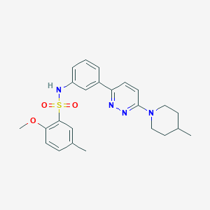 molecular formula C24H28N4O3S B2476656 2-methoxy-5-methyl-N-(3-(6-(4-methylpiperidin-1-yl)pyridazin-3-yl)phenyl)benzenesulfonamide CAS No. 904832-19-5