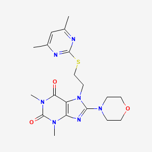 molecular formula C19H25N7O3S B2476658 7-{2-[(4,6-dimethylpyrimidin-2-yl)thio]ethyl}-1,3-dimethyl-8-morpholin-4-yl-3,7-dihydro-1H-purine-2,6-dione CAS No. 674329-80-7