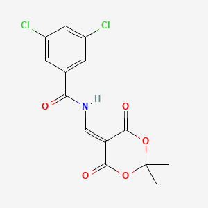 molecular formula C14H11Cl2NO5 B2476666 3,5-二氯-N-[(2,2-二甲基-4,6-二氧代-1,3-二氧杂环-5-亚甲基)甲基]苯甲酰胺 CAS No. 477885-74-8