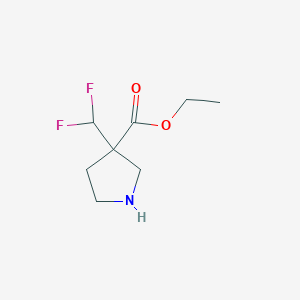 molecular formula C8H13F2NO2 B2476668 Ethyl 3-(difluoromethyl)pyrrolidine-3-carboxylate CAS No. 2248359-96-6