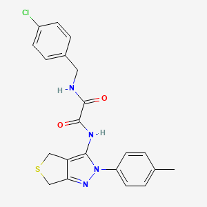 molecular formula C21H19ClN4O2S B2476671 N1-(4-chlorobenzyl)-N2-(2-(p-tolyl)-4,6-dihydro-2H-thieno[3,4-c]pyrazol-3-yl)oxalamide CAS No. 899952-22-8