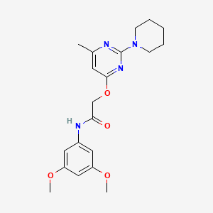 molecular formula C20H26N4O4 B2476672 N-(3,5-dimethoxyphenyl)-2-((6-methyl-2-(piperidin-1-yl)pyrimidin-4-yl)oxy)acetamide CAS No. 1029748-20-6