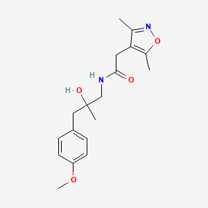 molecular formula C18H24N2O4 B2476677 2-(3,5-dimethylisoxazol-4-yl)-N-(2-hydroxy-3-(4-methoxyphenyl)-2-methylpropyl)acetamide CAS No. 1795299-32-9