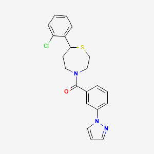 molecular formula C21H20ClN3OS B2476678 (3-(1H-吡唑-1-基)苯基)(7-(2-氯苯基)-1,4-噻吩-4-基)甲苯酮 CAS No. 1795302-24-7