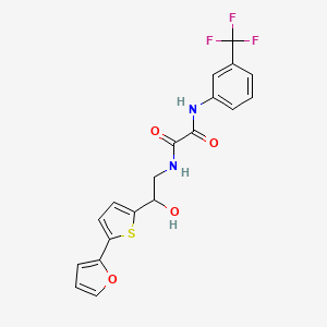 molecular formula C19H15F3N2O4S B2476680 N-[2-[5-(Furan-2-yl)thiophen-2-yl]-2-hydroxyethyl]-N'-[3-(trifluoromethyl)phenyl]oxamide CAS No. 2320889-69-6