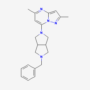 molecular formula C21H25N5 B2476681 7-(2-Benzyl-1,3,3a,4,6,6a-hexahydropyrrolo[3,4-c]pyrrol-5-yl)-2,5-dimethylpyrazolo[1,5-a]pyrimidine CAS No. 2380078-63-5
