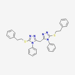 B2476699 bis(5-(phenethylthio)-4-phenyl-4H-1,2,4-triazol-3-yl)methane CAS No. 500267-51-6