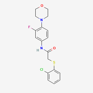 molecular formula C18H18ClFN2O2S B2476704 2-[(2-氯苯基)硫代]-N-(3-氟-4-吗啉代苯基)乙酰胺 CAS No. 866136-86-9