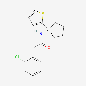 molecular formula C17H18ClNOS B2476706 2-(2-chlorophenyl)-N-(1-(thiophen-2-yl)cyclopentyl)acetamide CAS No. 2034567-51-4
