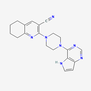 molecular formula C20H21N7 B2476728 2-[4-(5H-吡咯并[3,2-d]嘧啶-4-基)哌嗪-1-基]-5,6,7,8-四氢喹啉-3-碳腈 CAS No. 2380088-00-4