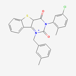 molecular formula C25H19ClN2O2S B2476752 5-(5-Chloro-2-methylphenyl)-3-[(3-methylphenyl)methyl]-8-thia-3,5-diazatricyclo[7.4.0.0^{2,7}]trideca-1(9),2(7),10,12-tetraene-4,6-dione CAS No. 902294-37-5