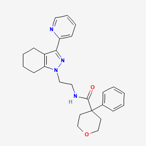 molecular formula C26H30N4O2 B2476754 4-phenyl-N-(2-(3-(pyridin-2-yl)-4,5,6,7-tetrahydro-1H-indazol-1-yl)ethyl)tetrahydro-2H-pyran-4-carboxamide CAS No. 1797975-93-9