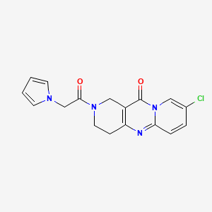 molecular formula C17H15ClN4O2 B2476766 2-(2-(1H-pyrrol-1-yl)acetyl)-8-chloro-3,4-dihydro-1H-dipyrido[1,2-a:4',3'-d]pyrimidin-11(2H)-one CAS No. 2034413-71-1