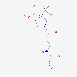 molecular formula C13H17F3N2O4 B2476774 Methyl 1-[3-(prop-2-enoylamino)propanoyl]-3-(trifluoromethyl)pyrrolidine-3-carboxylate CAS No. 2361907-48-2