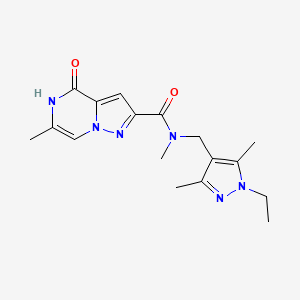 molecular formula C17H22N6O2 B2476776 N-((1-ethyl-3,5-dimethyl-1H-pyrazol-4-yl)methyl)-N,6-dimethyl-4-oxo-4,5-dihydropyrazolo[1,5-a]pyrazine-2-carboxamide CAS No. 1798457-99-4