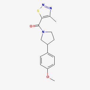 molecular formula C15H17N3O2S B2476785 (3-(4-Methoxyphenyl)pyrrolidin-1-yl)(4-methyl-1,2,3-thiadiazol-5-yl)methanone CAS No. 1208814-44-1