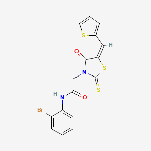 (E)-N-(2-bromophenyl)-2-(4-oxo-5-(thiophen-2-ylmethylene)-2-thioxothiazolidin-3-yl)acetamide