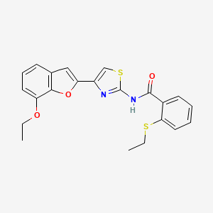 molecular formula C22H20N2O3S2 B2476792 N-(4-(7-ethoxybenzofuran-2-yl)thiazol-2-yl)-2-(ethylthio)benzamide CAS No. 921527-20-0