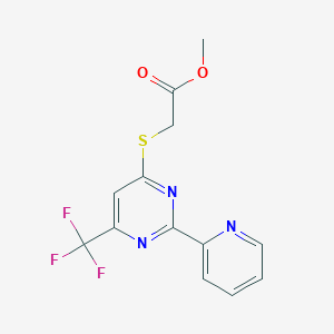 molecular formula C13H10F3N3O2S B2476801 2-[{[2-(2-吡啶基)-6-(三氟甲基)-4-嘧啶基]硫代}乙酸甲酯 CAS No. 338418-14-7