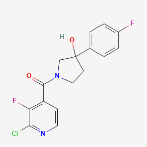 molecular formula C16H13ClF2N2O2 B2476821 1-(2-Chloro-3-fluoropyridine-4-carbonyl)-3-(4-fluorophenyl)pyrrolidin-3-ol CAS No. 1797937-58-6