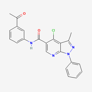 molecular formula C22H17ClN4O2 B2476824 4-氯-3-甲基-1-苯基-1H-吡唑并[3,4-b]吡啶-5-甲酰胺-N-(3-乙酰苯基) CAS No. 899985-45-6