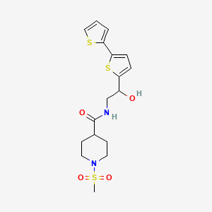 molecular formula C17H22N2O4S3 B2476825 N-(2-{[2,2'-联噻吩]-5-基}-2-羟乙基)-1-甲磺酰基哌啶-4-甲酰胺 CAS No. 2097871-90-2