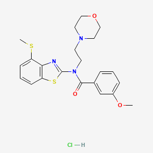 molecular formula C22H26ClN3O3S2 B2476833 3-甲氧基-N-(4-(甲硫基)苯并[d]噻唑-2-基)-N-(2-吗啉乙基)苯甲酰胺盐酸盐 CAS No. 1327626-20-9