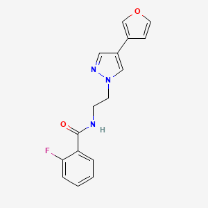 molecular formula C16H14FN3O2 B2476841 2-fluoro-N-(2-(4-(furan-3-yl)-1H-pyrazol-1-yl)ethyl)benzamide CAS No. 2034287-92-6