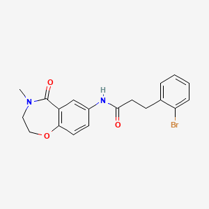 molecular formula C19H19BrN2O3 B2476848 3-(2-bromophenyl)-N-(4-methyl-5-oxo-2,3,4,5-tetrahydrobenzo[f][1,4]oxazepin-7-yl)propanamide CAS No. 1448051-71-5
