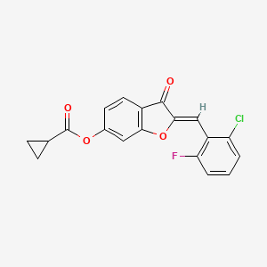 molecular formula C19H12ClFO4 B2476849 (Z)-2-(2-chloro-6-fluorobenzylidene)-3-oxo-2,3-dihydrobenzofuran-6-yl cyclopropanecarboxylate CAS No. 845661-06-5