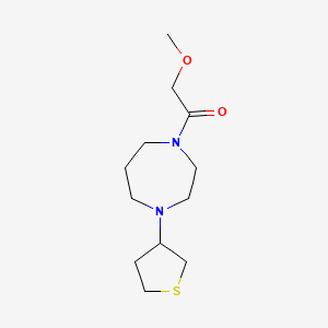 molecular formula C12H22N2O2S B2476850 2-Methoxy-1-(4-(tetrahydrothiophen-3-yl)-1,4-diazepan-1-yl)ethan-1-one CAS No. 2320381-59-5