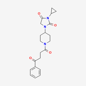 molecular formula C21H25N3O4 B2476855 3-Cyclopropyl-1-[1-(4-oxo-4-phenylbutanoyl)piperidin-4-yl]imidazolidine-2,4-dione CAS No. 2097913-14-7