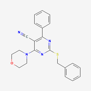 molecular formula C22H20N4OS B2476858 2-(Benzylsulfanyl)-4-morpholino-6-phenyl-5-pyrimidinecarbonitrile CAS No. 860649-63-4
