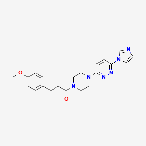 molecular formula C21H24N6O2 B2476876 1-(4-(6-(1H-imidazol-1-yl)pyridazin-3-yl)piperazin-1-yl)-3-(4-methoxyphenyl)propan-1-one CAS No. 1351608-06-4