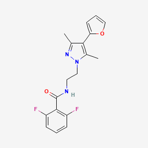 molecular formula C18H17F2N3O2 B2476878 2,6-difluoro-N-(2-(4-(furan-2-yl)-3,5-dimethyl-1H-pyrazol-1-yl)ethyl)benzamide CAS No. 2034513-53-4